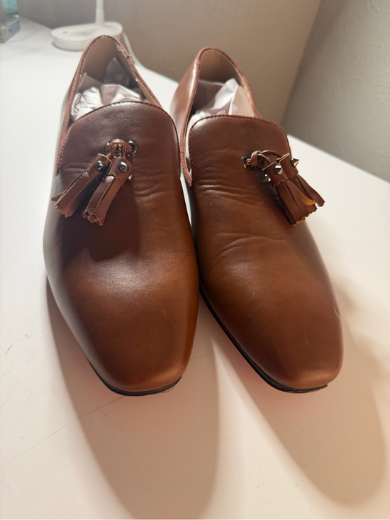 hristian Louboutin Men\'s Brown Leather Tassel Loafers - Size 47 main image 6